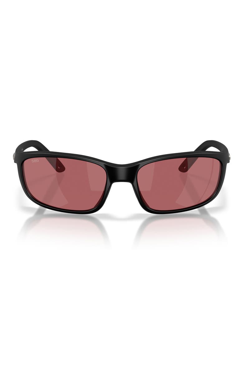 Brine II 59mm Polarized Rectangular Sunglasses, Main, color, MATTE BLACK / ROSE 580G