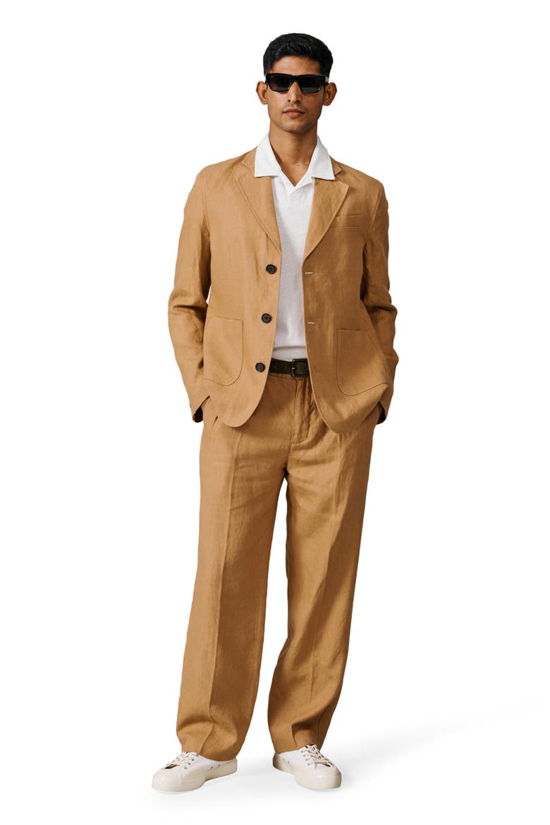 Belvedere Relaxed Linen Blazer, Alternate, color, Mustard
