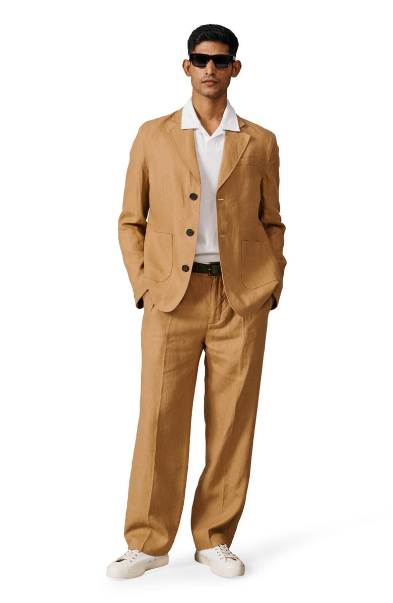 Aubin Belvedere Relaxed Linen Blazer, Alternate, color, Mustard