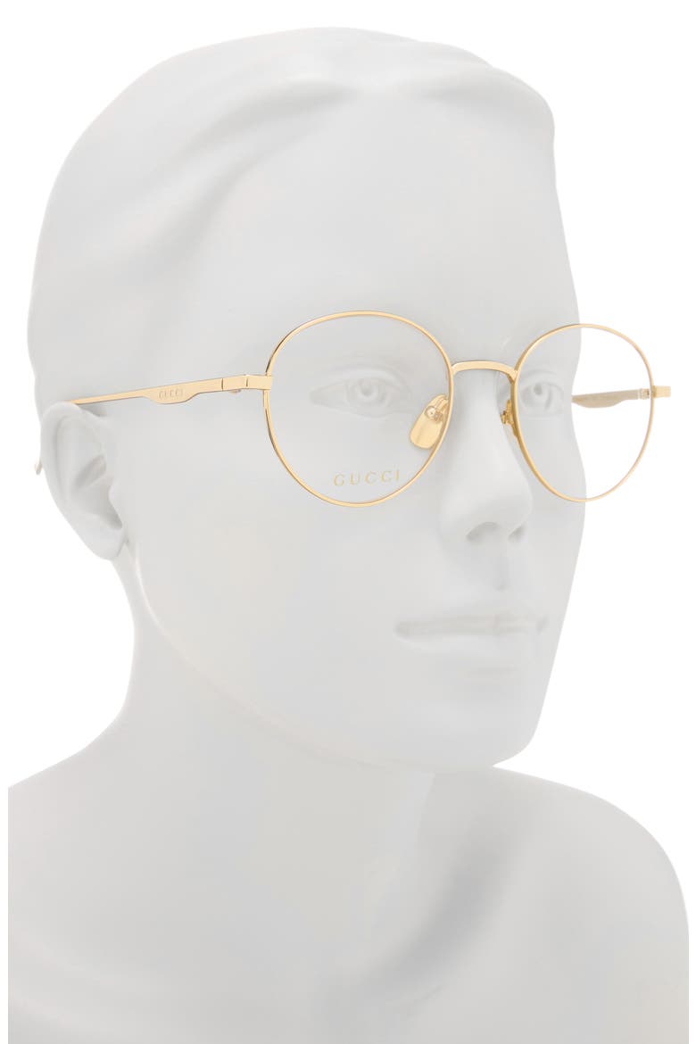 51mm Round Metal Optical Frames, Alternate, color, GOLD GOLD TRANSPARENT