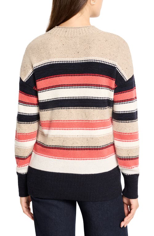 Nic + Zoe Nic+zoe Speckled Knit Striped Sweater In Multi