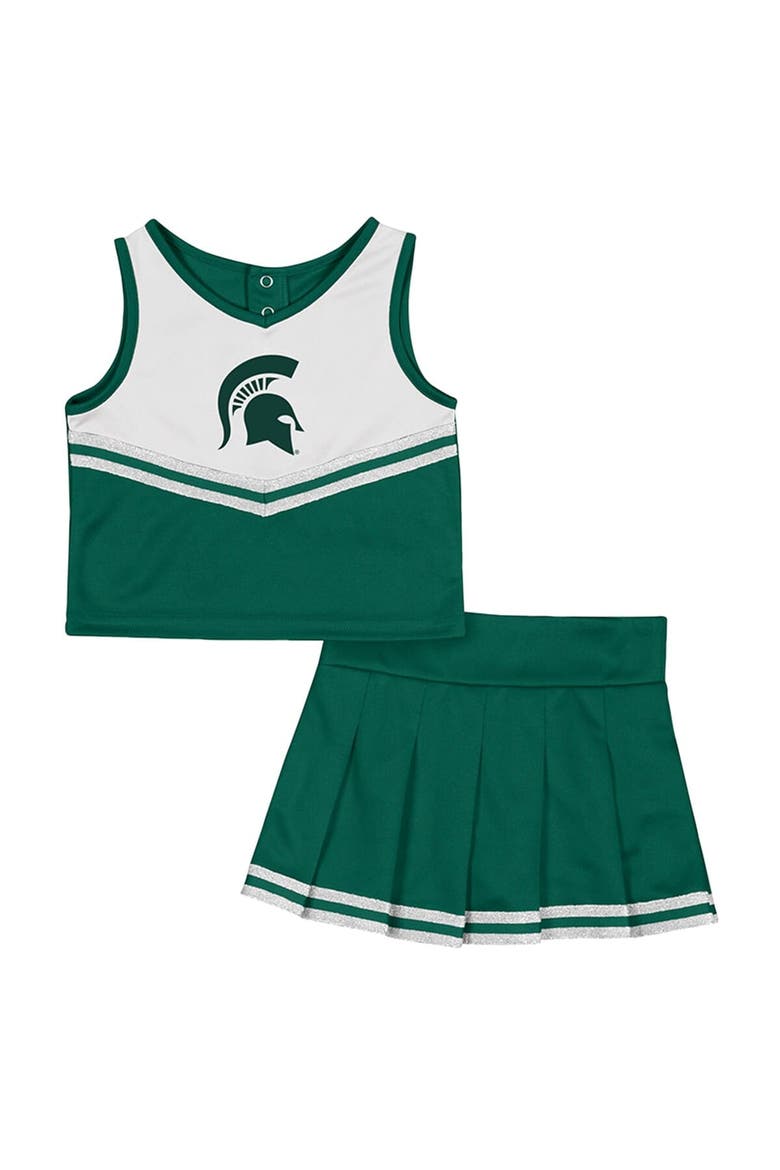 Girls Toddler Colosseum Green Michigan State Spartans Time For Recess Cheer Top & Skirt Set, Alternate, color, Green