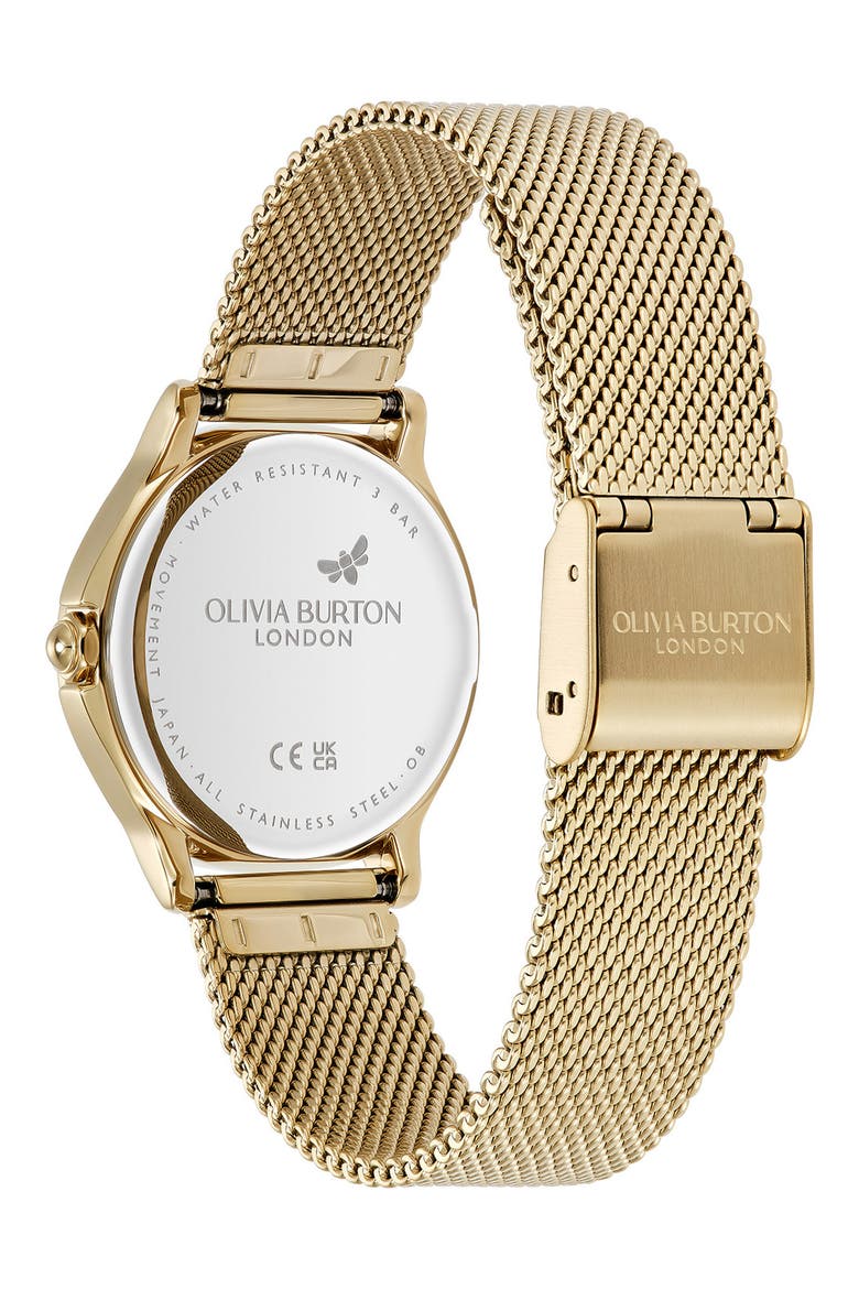 Classic Bee Mesh Strap Watch, 30mm, Alternate, color, GOLD