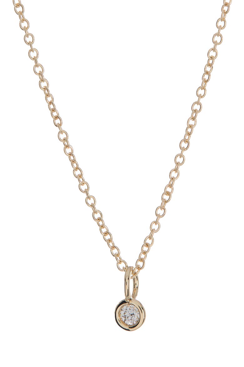 14K Yellow Gold Bezel Solitaire Diamond Pendant Necklace - 0.05 ctw, Main, color, YELLOW GOLD/DIAMOND