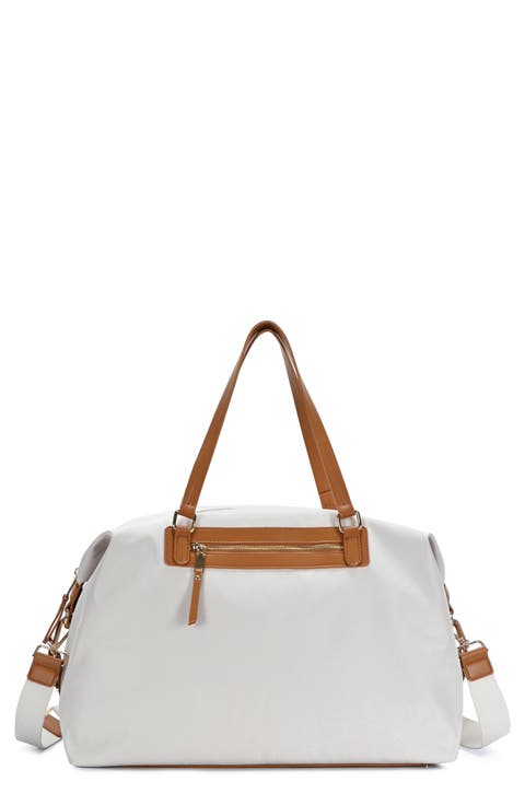 Nylon Weekender Faux Leather Trim Duffle Bag