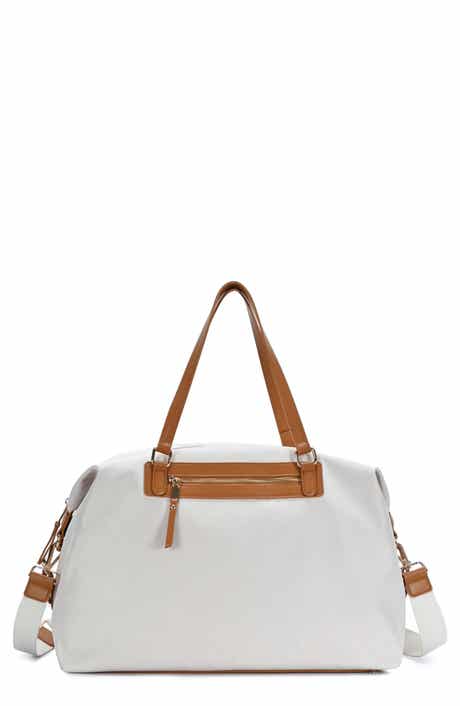 Nylon Weekender Faux Leather Trim Duffle Bag