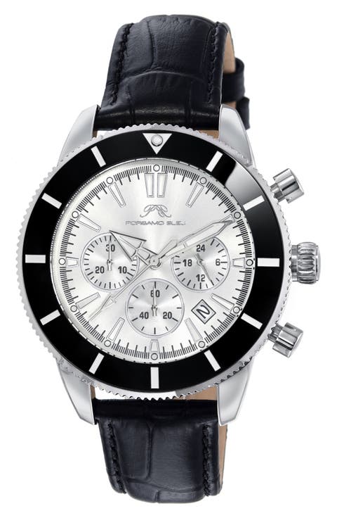 Brandon Leather Strap Chronograph, 44mm