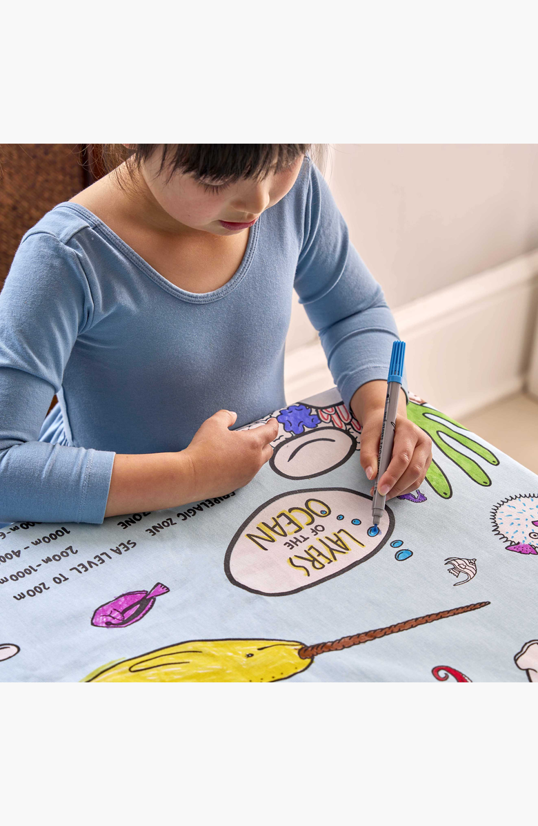Eat Sleep Doodle Under the Sea Tablecloth, Alternate, color, Light Blue