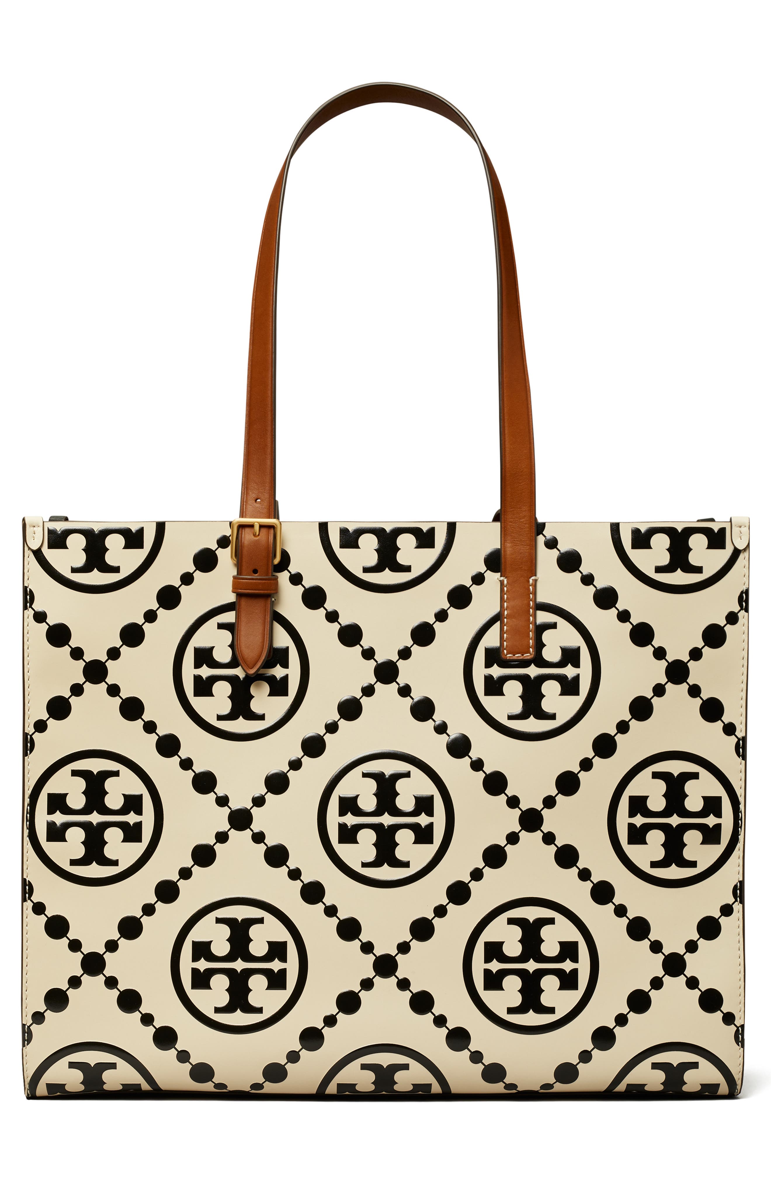 Tory Burch T Monogram Contrast Embossed Leather Tote, Alternate, color, 