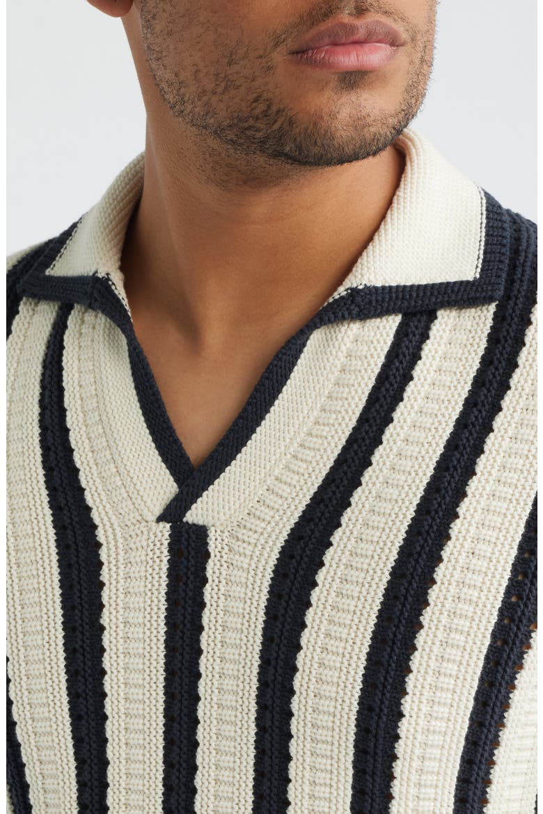 Duncan Stripe Polo Sweater, Alternate, color, WHITE/ NAVY