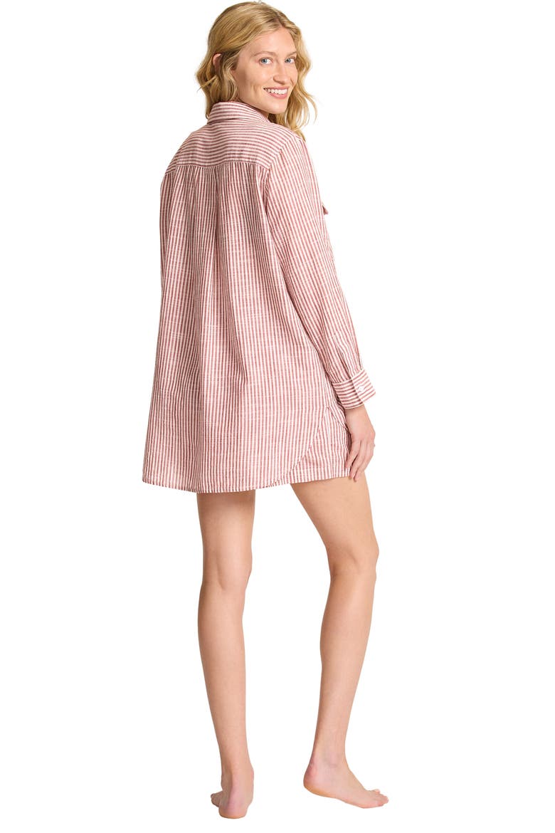 Shoreline Stripe Cotton Cover-Up Shirtdress, Alternate, color, DEEP SIENNA