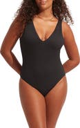 Seafolly Sea Dive Deep V-Neck One-Piece Swimsuit