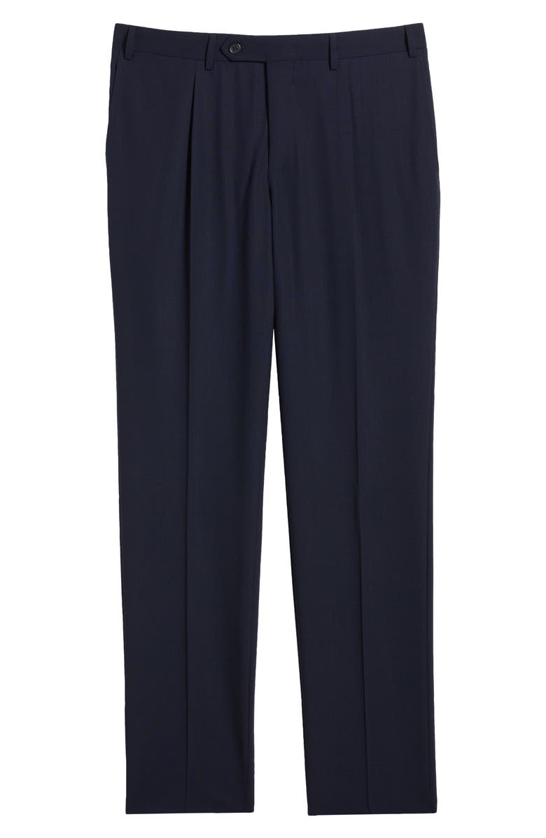 Canali Capri Trim Fit Pleated Wool Dress Pants, Alternate, color, Navy