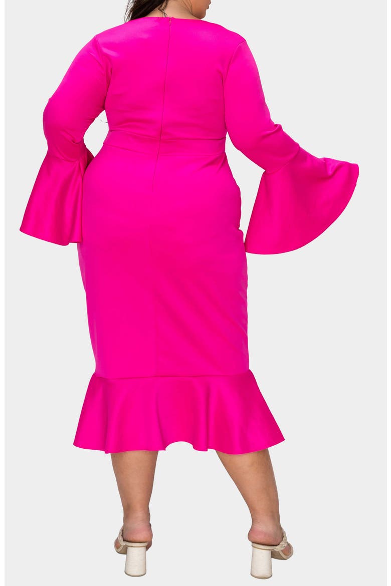 Sabrina Long Sleeve Mermaid Dress, Alternate, color, NEON PINK
