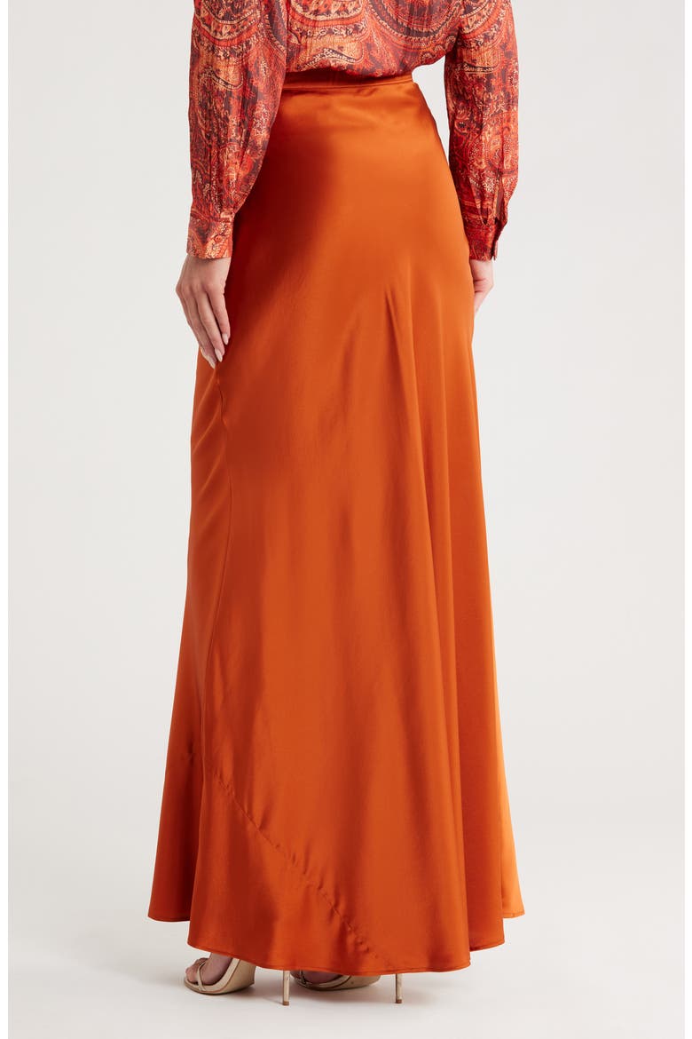 Ryker Bias Cut Silk Maxi Skirt, Alternate, color, SIENNA