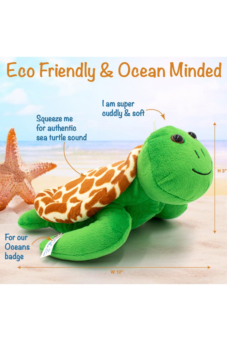 Shelly The Sea Turtle 12" Stuffed Plush Toy w/ Animal Sounds, Alternate, color, Green