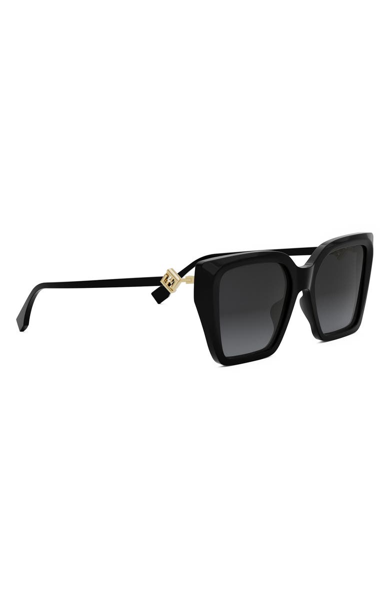 Fendi FF Diamonds 54mm Gradient Square Sunglasses, Alternate, color, Shiny Black / Gradient Smoke