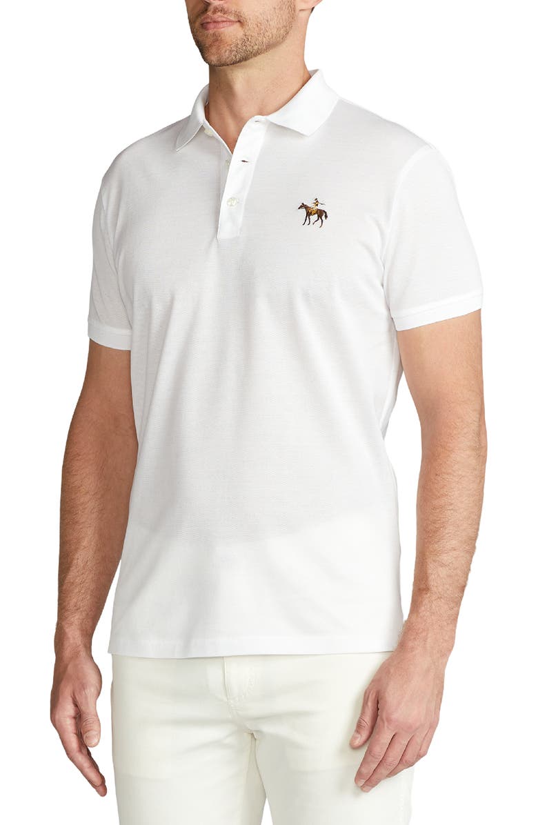 Ralph Lauren Purple Label Embroidered Standing Horse Cotton Piqué Polo, Alternate, color, Classic White