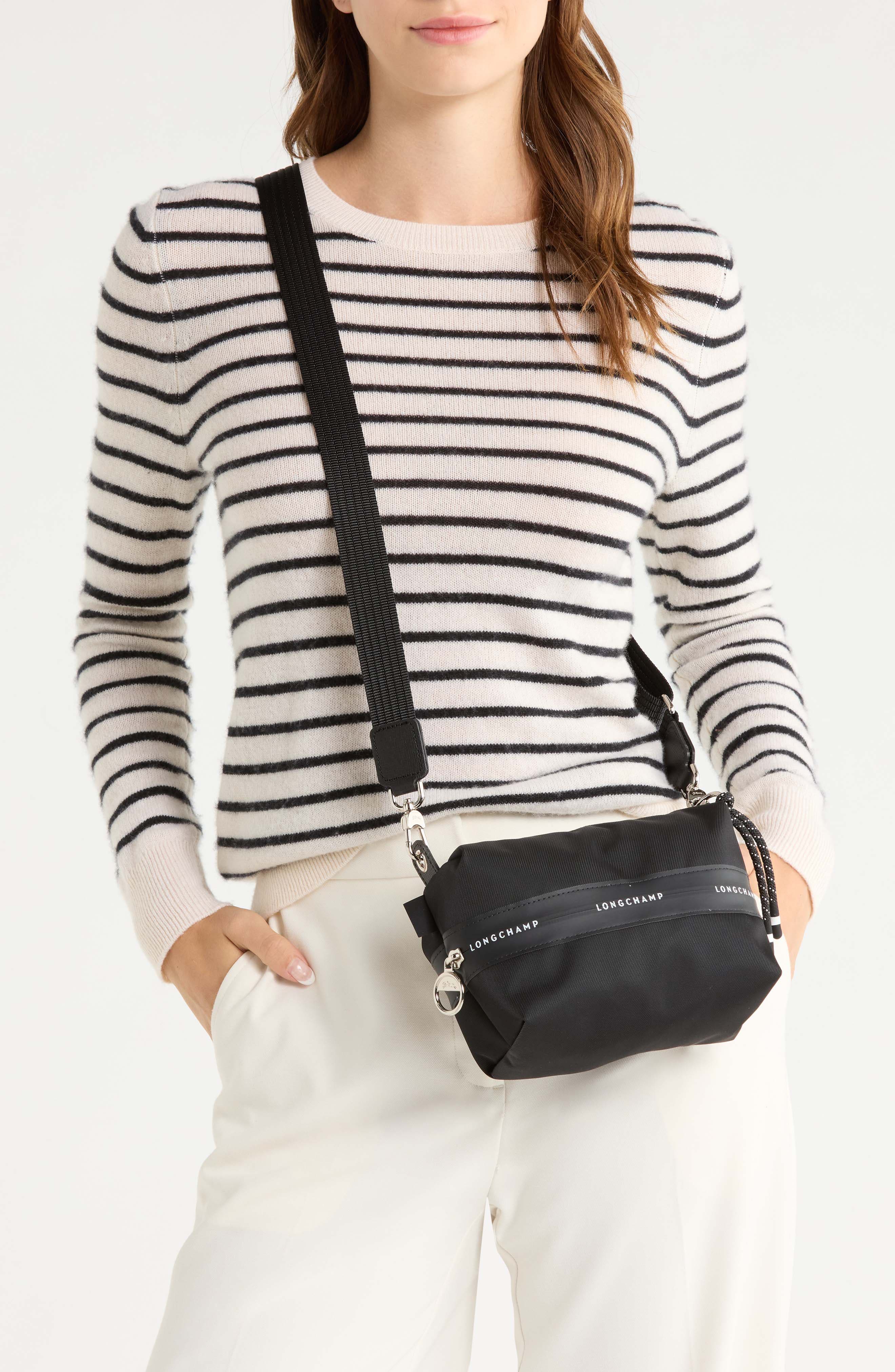 Longchamp Extra Small Le Pliage Energy Canvas Crossbody Bag, Alternate, color, Black