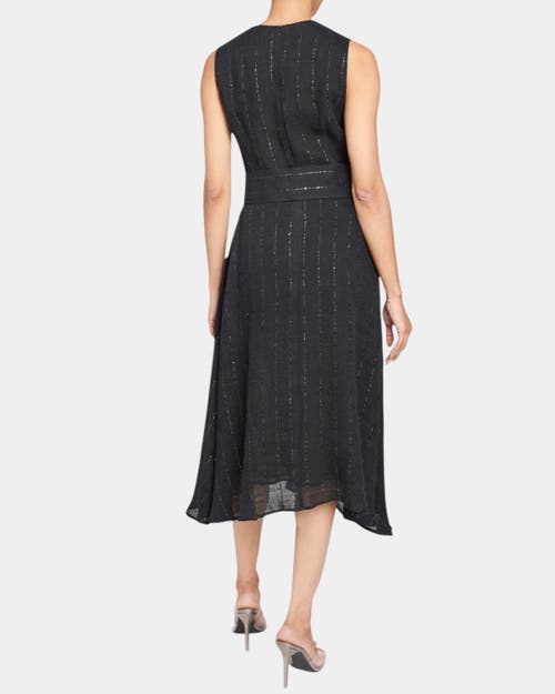 Shop Santorelli Nia Sleeveless Midi Dress With Asymmetric Hemline And Button Details In Black