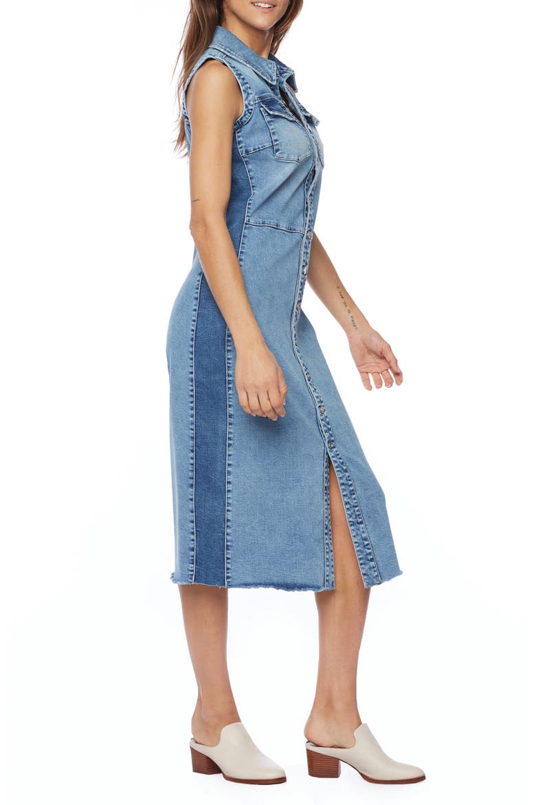 Sleeveless Denim Shirtdress, Alternate, color, CLOUDY BLUE