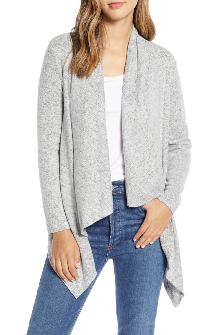Amie Waterfall Knit Cardigan, Main, color, H GREY