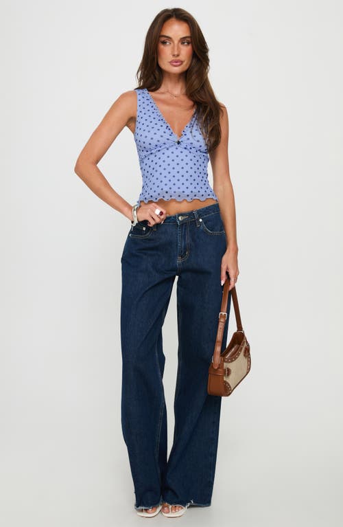 Princess Polly Azira Dot Mesh Crop Tank In Blue