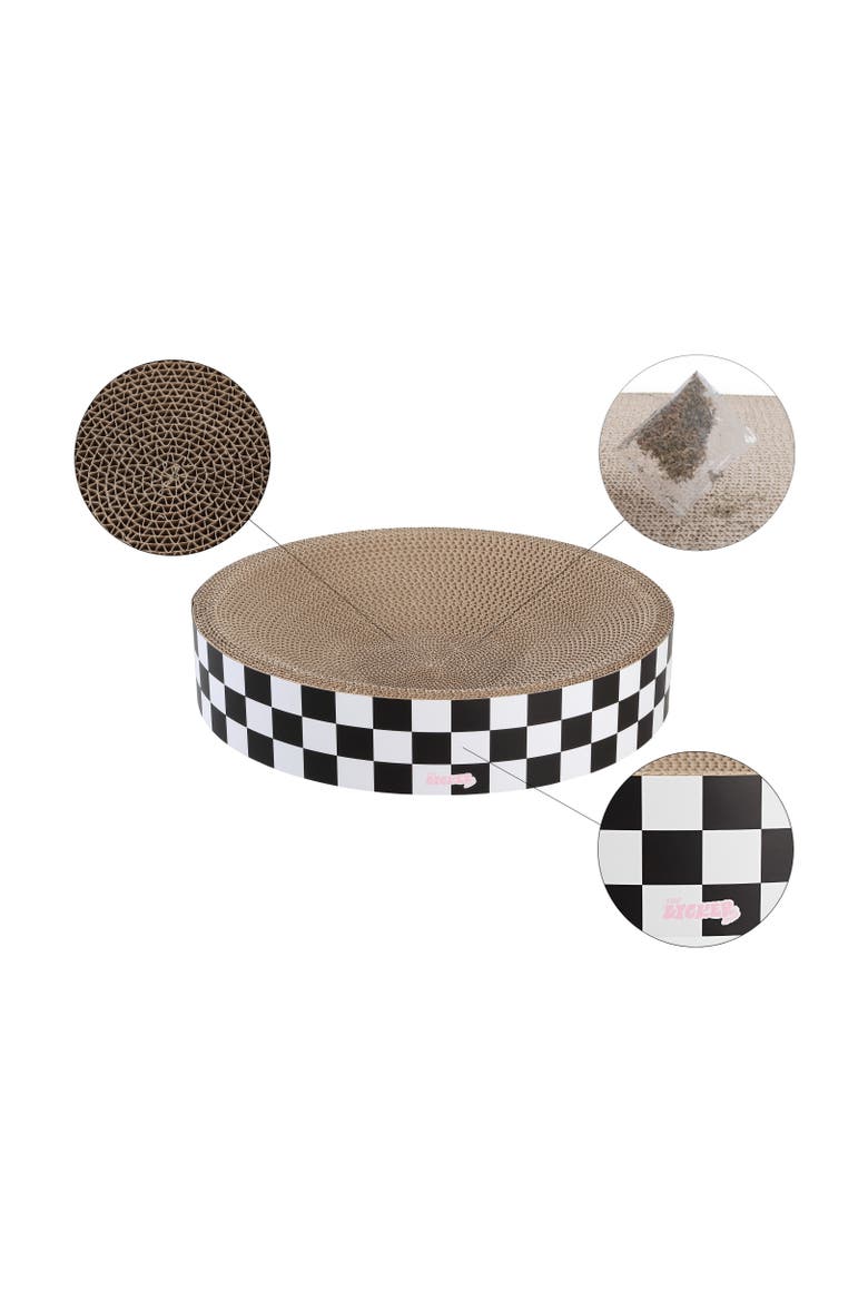 Nelson 20.13" Modern Cardboard Round Bowl Cat Scratcher with Catnip, Alternate, color, White/Black