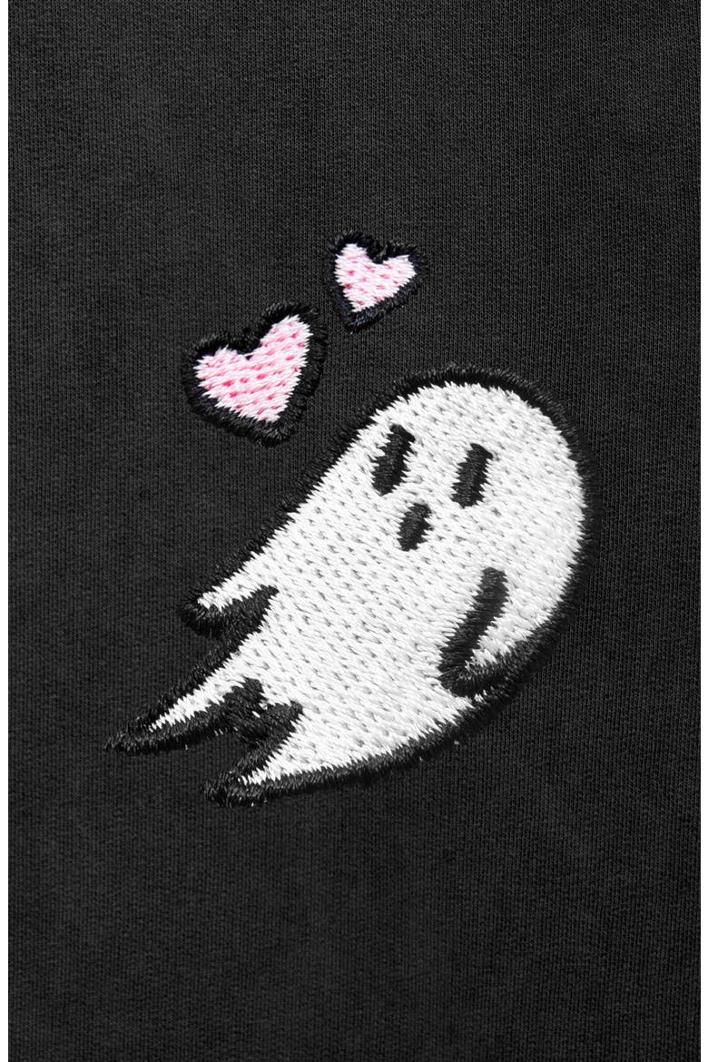 Womens Heartly Ghost Mineral Washed Hoodie, Alternate, color, Black