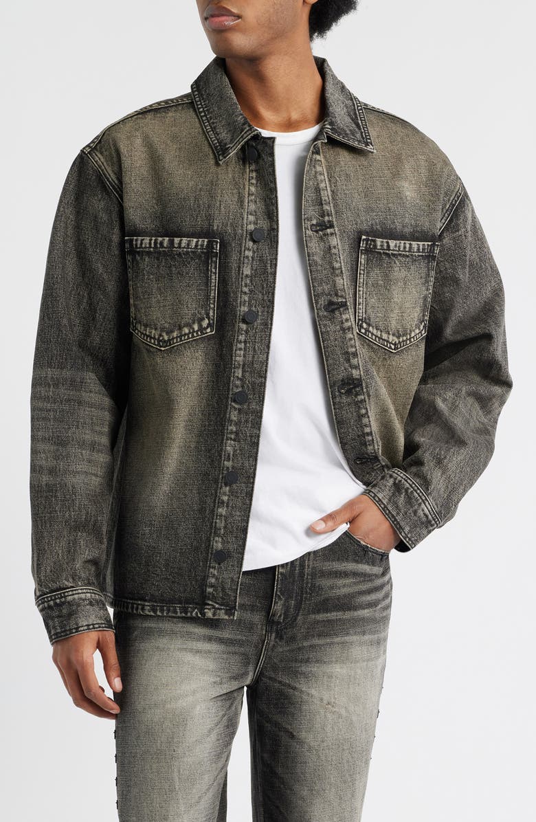 RtA Norris Washed Denim Shirt Jacket, Main, color, Ash Storm