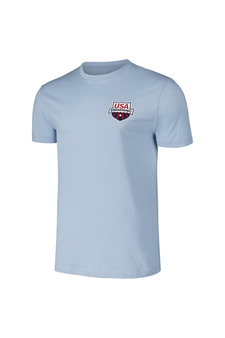 Unisex Flomotion Powder Blue USA Swimming Swimmer T-Shirt, Alternate, color, Powder Blue