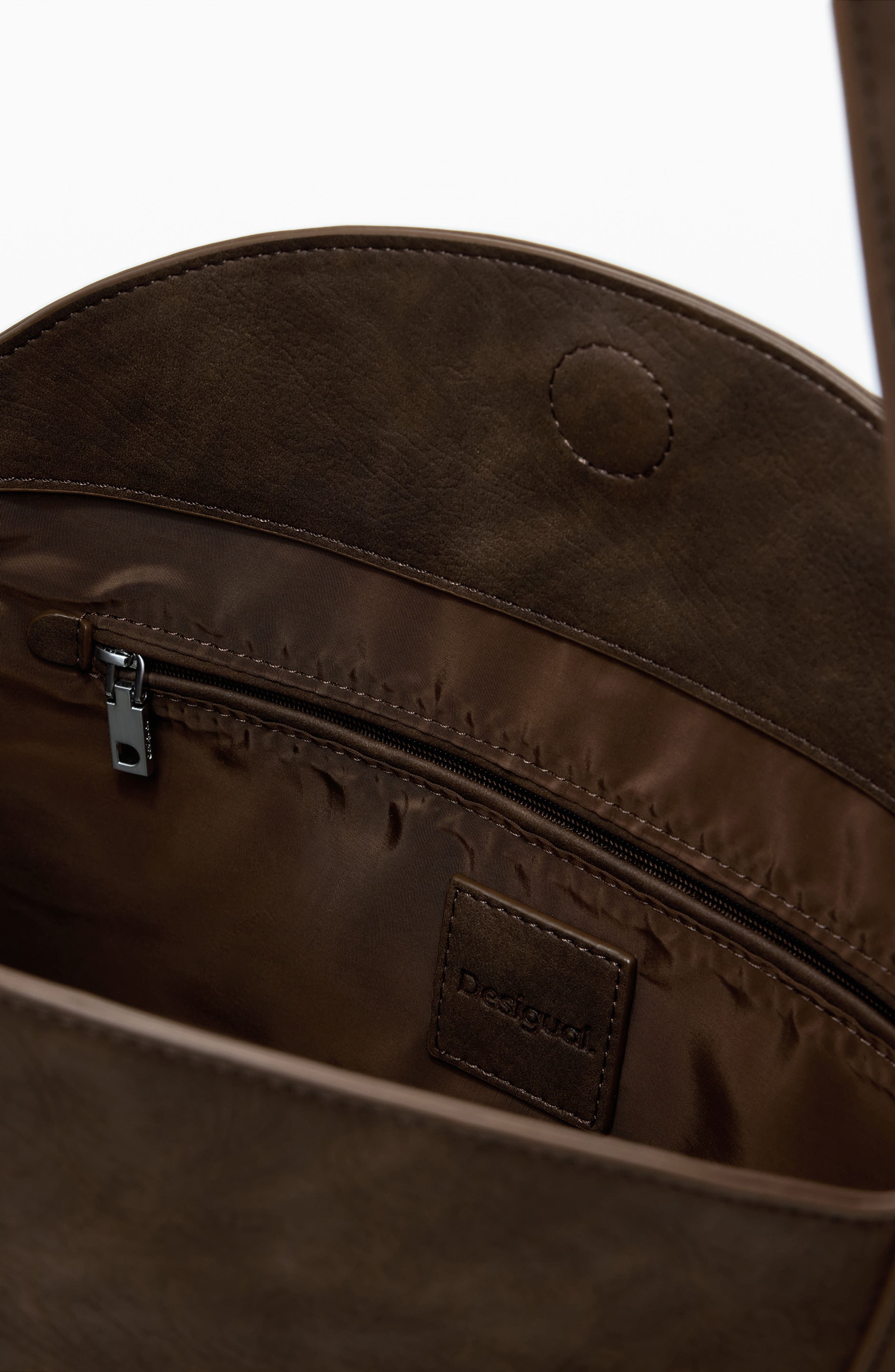 Desigual Faux Leather Shoulder Bag, Alternate, color, Dark Brown