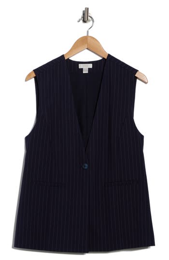 Nordstrom Rack Pinstripe Vest In Black