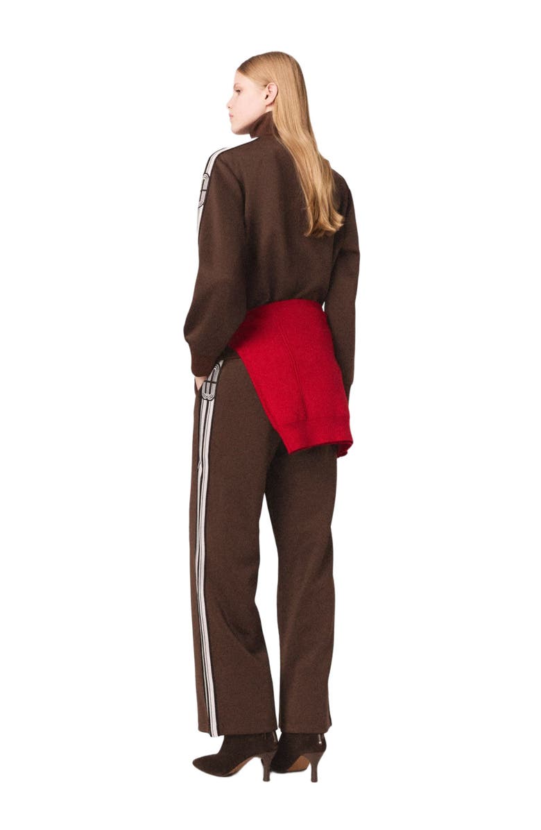 maje Sweatshirt with straight stripes, Alternate, color, Dark Brown