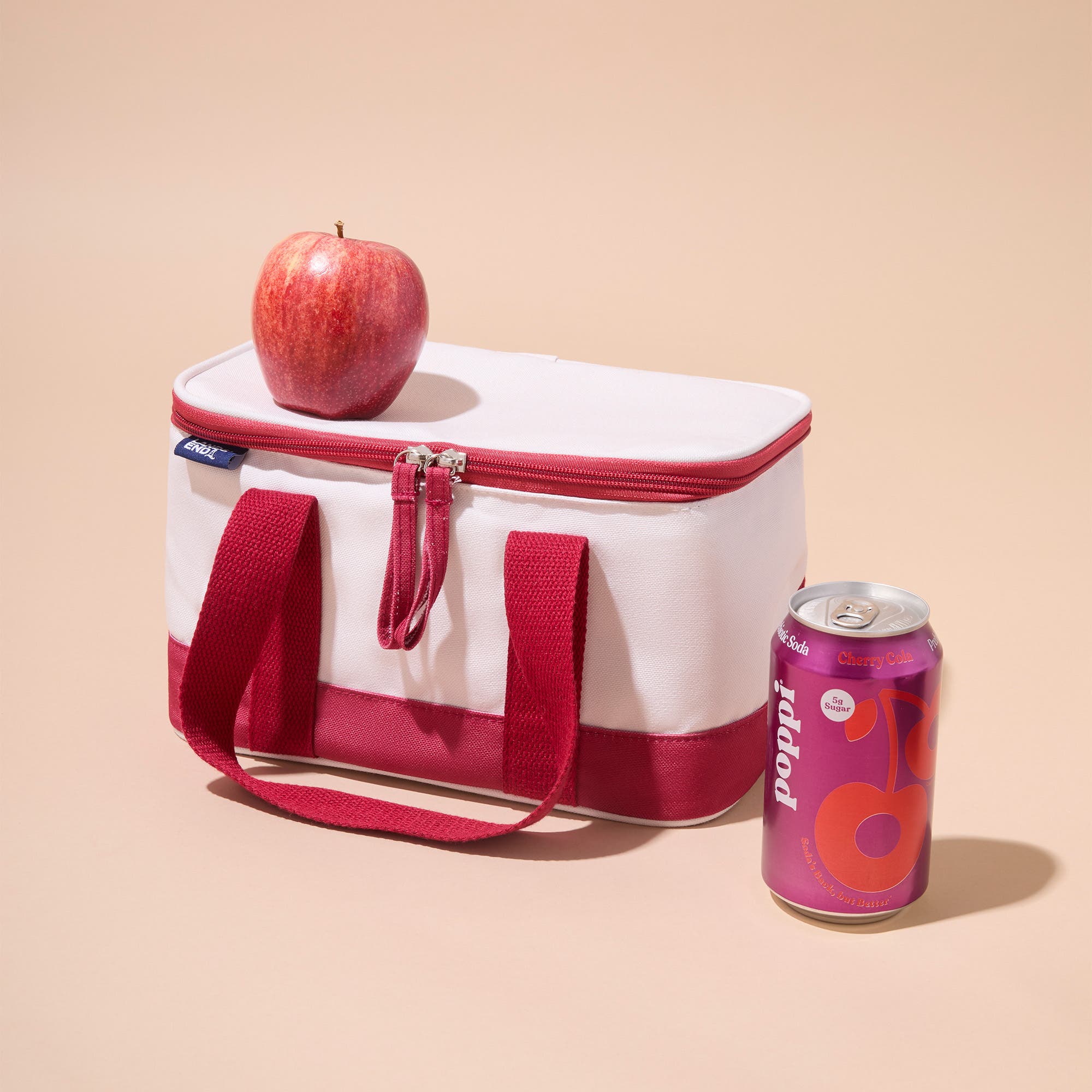 Lands' End Rectangular Small Cooler Bag Insulated 1.5 Gal, Canvas Soft Cooler with Tote Handles and Zip Closure, Alternate, color, Cranberry