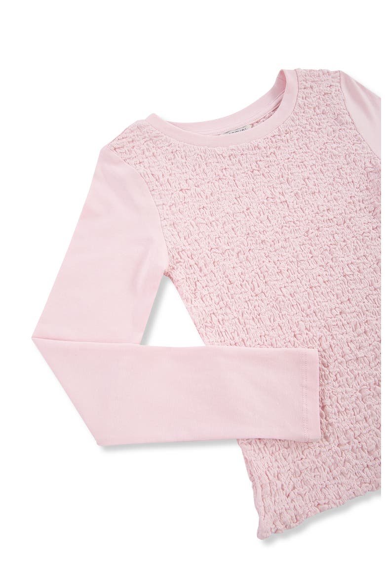 Kids' Smocked Texture T-Shirt, Alternate, color, LIGHT PINK