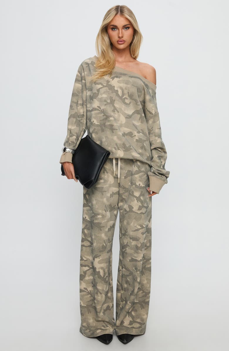 Princess Polly Wellness Camo One-Shoulder Sweatshirt, Alternate, color, Washed Camo