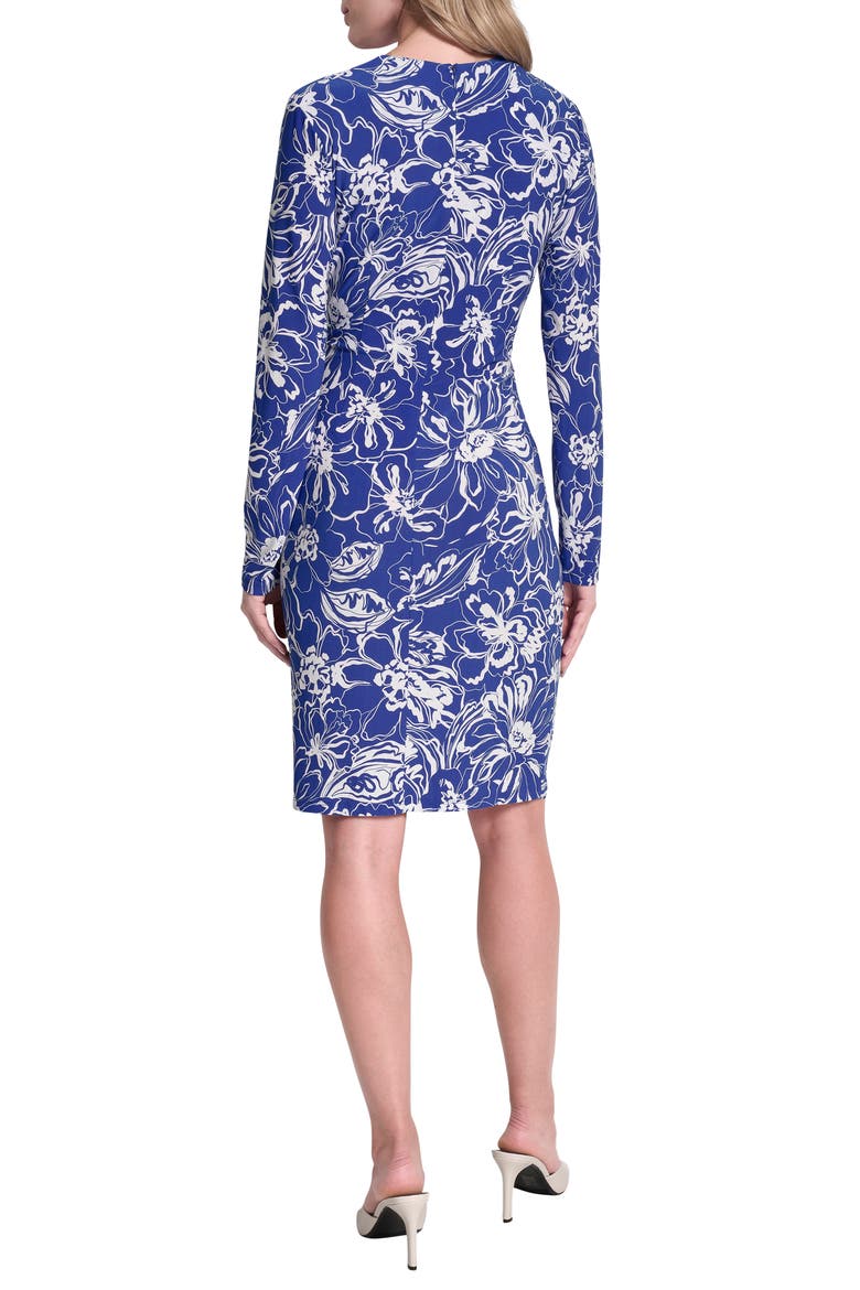 Long Sleeve Faux Wrap Dress, Alternate, color, ATLANTIC BLUE