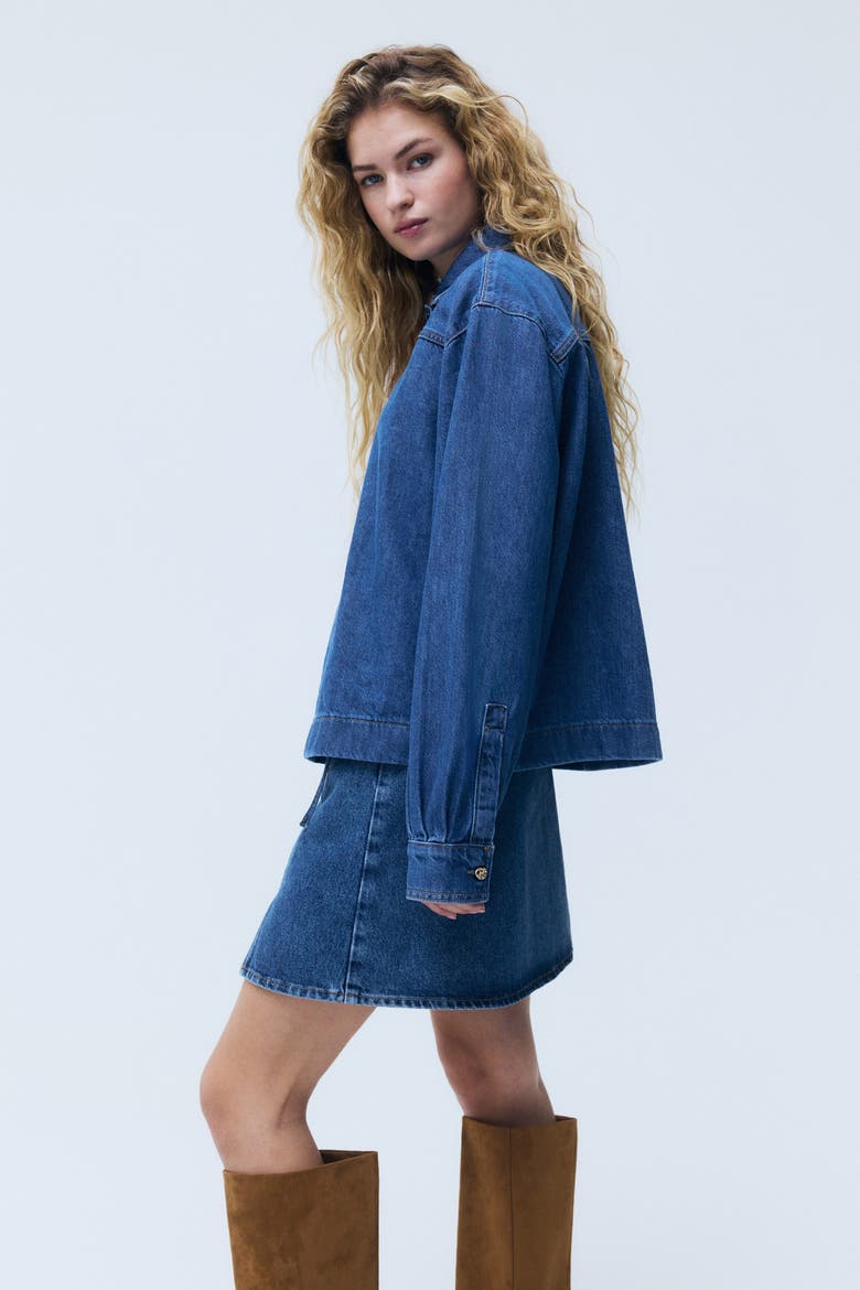 Denim Pullover Shirt, Alternate, color, Denim blue