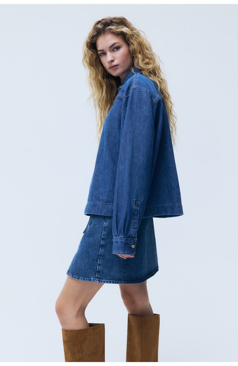 H&M Denim Popover Shirt, Alternate, color, Denim Blue