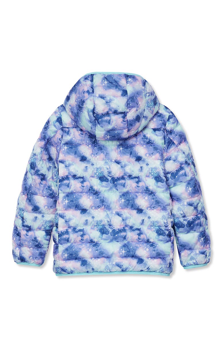 Lands' End Girls Water Resistant Reversible Hooded Jacket, Alternate, color, Blue Glitter/Aqua Splash