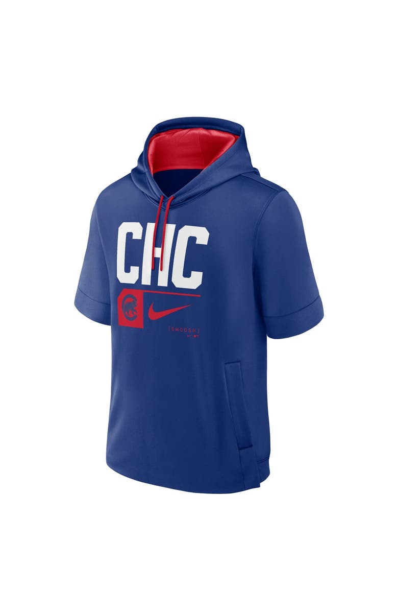 Nike Men's Nike Royal Chicago Cubs Tri Code Lockup Short Sleeve Pullover Hoodie, Alternate, color, Royal