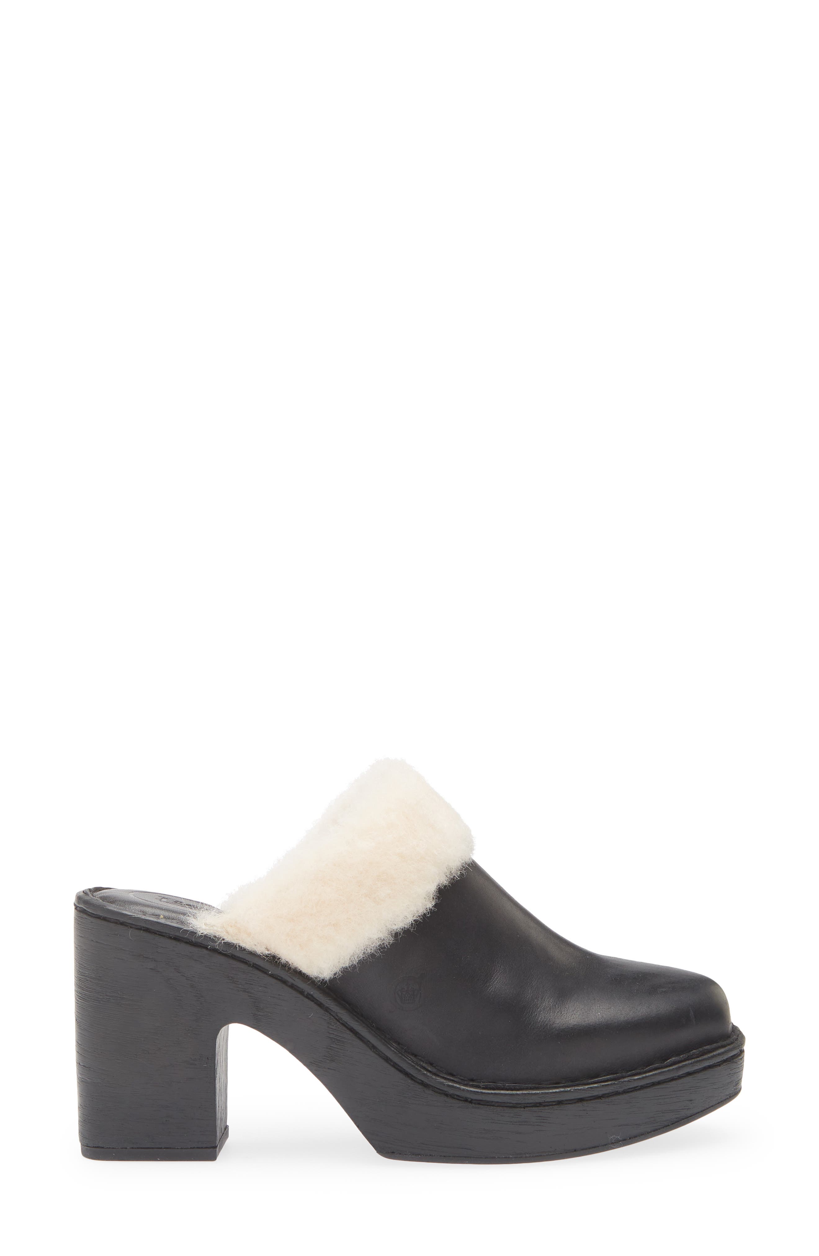 Børn Hope Genuine Shearling Trim Clog, Alternate, color, Black