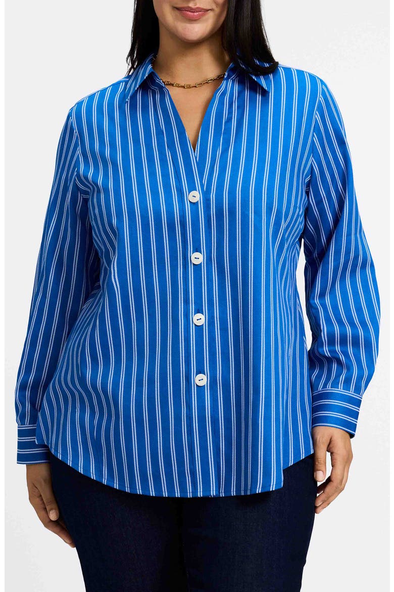 Paityn Stripe Cotton Button-Up Shirt, Main, color, COBALT BLUE WHITE