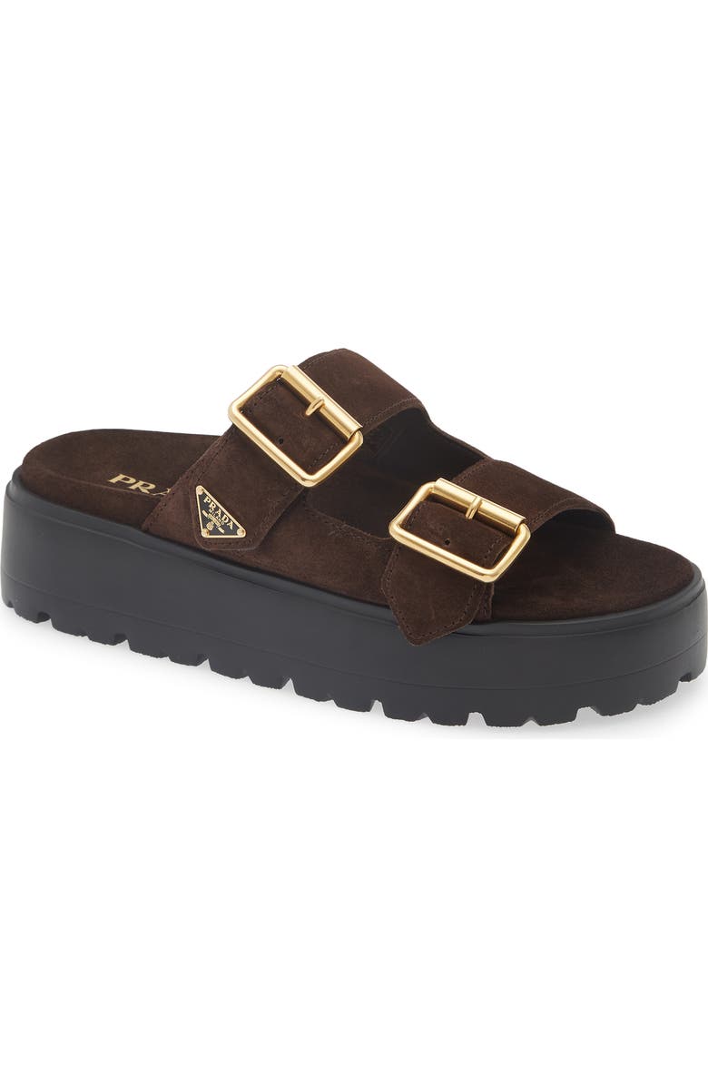 Prada Fussbett Flatform Slide Sandal, Main, color, Moro