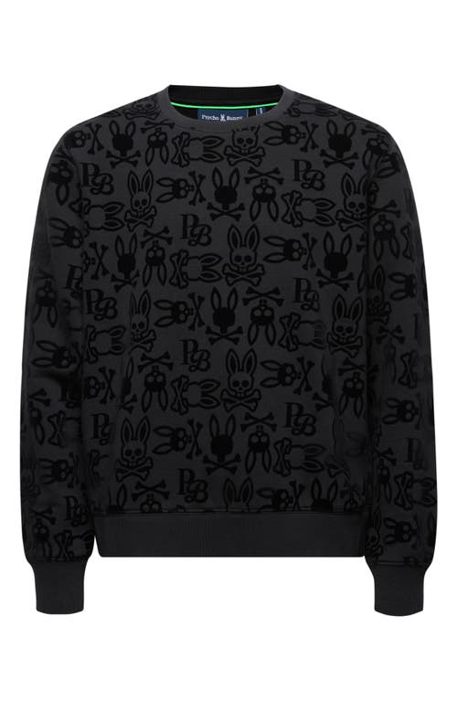 Psycho Bunny Kids' Reed Flocked Crewneck Sweatshirt In Black