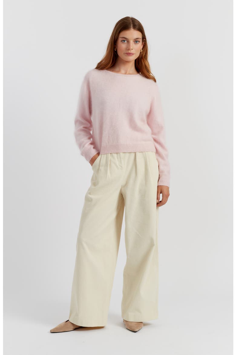 Brushed Cashmere Crewneck Sweater, Alternate, color, Peachy Pink