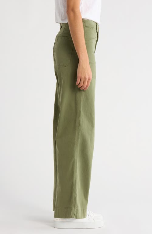 Frank & Eileen Patch Pocket Wide Leg Pants In Green