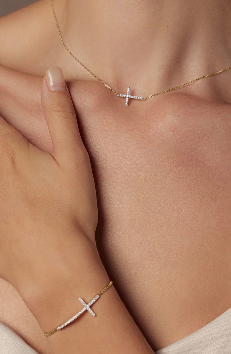 Bearfruit Jewelry Horizontal Cross Adjustable Bracelet, Necklace & Ring Set Faith‑Inspired, Alternate, color, Gold