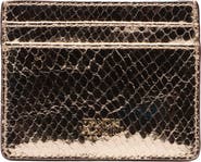 Frances Valentine Snakeskin Embossed Metallic Leather Card Case